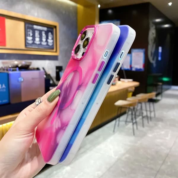 iPhone 14 Plus MagSafe Mobilskal - Rosa Abstrakt