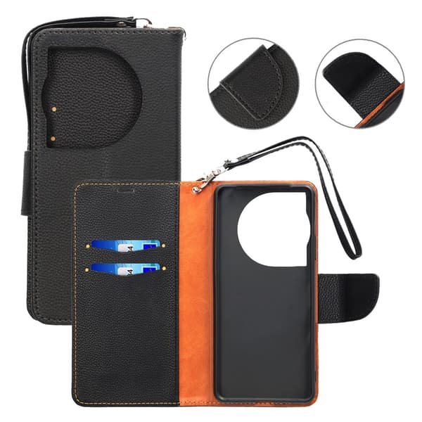 Flip Stand Læder Wallet Case Til OnePlus 12 5G Sort