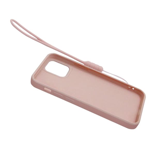 iPhone 12 Pro Max Silikonskal med Ringhållare och Handrem - Rosa