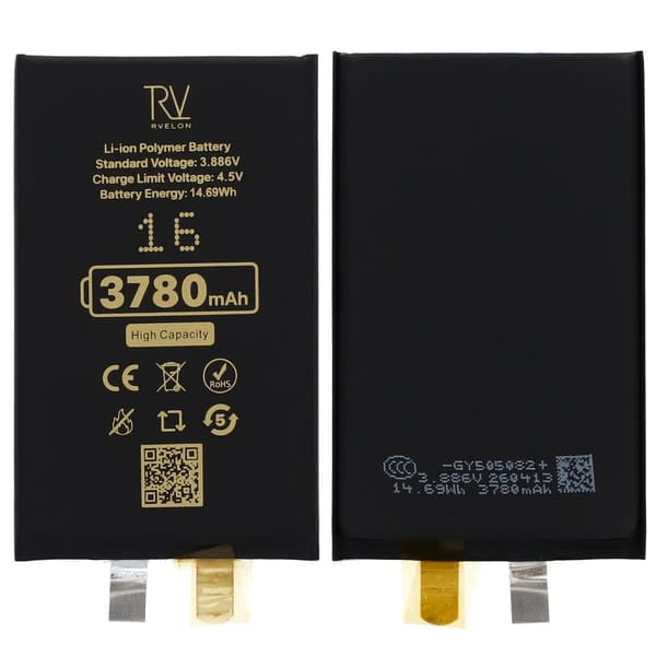 RV-battericelle 505082PSV til iPhone 16, 3700mAh