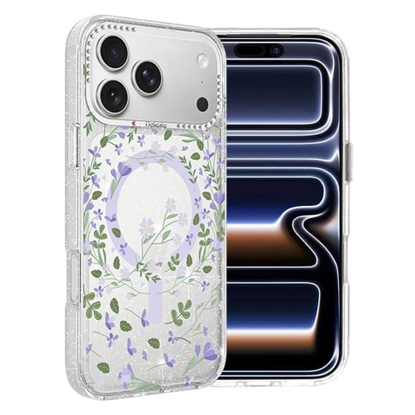 Blomstret Cover med Magsafe til iPhone 17 Pro Max - Lavendel