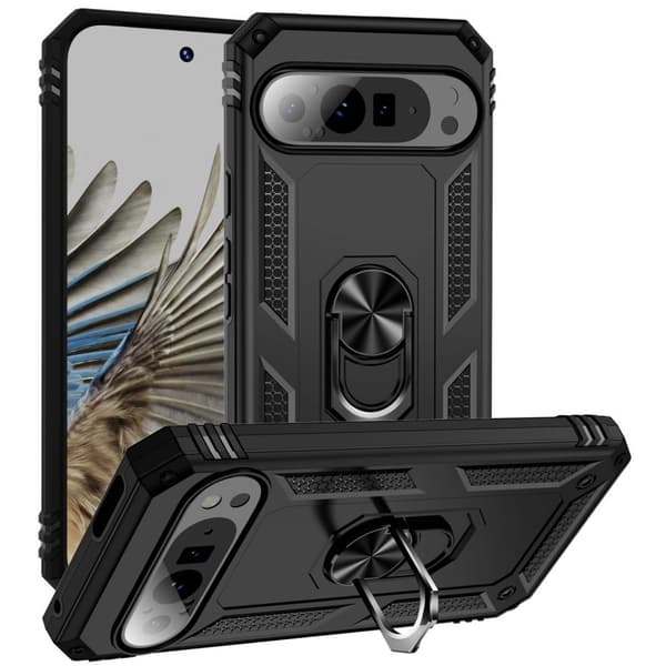 Google Pixel 9 Pro XL Cover med roterende ring - Sort