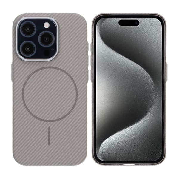 iPhone 15 Pro Carbonmønstret Telefoncover - Grå
