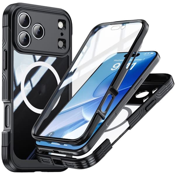 iPhone 17 Pro -kotelo + näytönsuoja - Musta