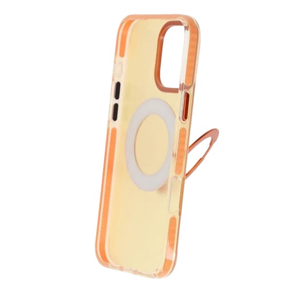 Iridescent Shockproof Case with 360 degree Rotatable Kickstand For iPhone 16 Pro Max Orange