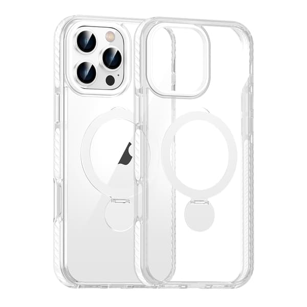 Pindun 360° Roterende Stativ Magnetisk Etui Til iPhone 16 Pro Hvid