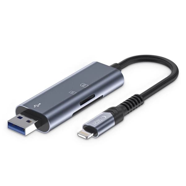 Tech-Protect UltraBoost SD/micro SD Hukommelseskortlæser med Lightning/USB-A-stik