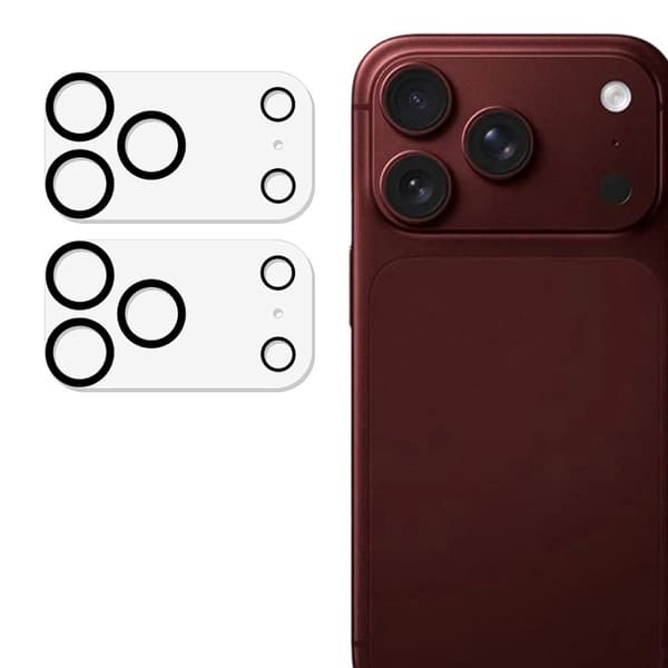 iPhone 18 Pro Linsskydd Härdat Glas, 2-pack - Svart/Transparent