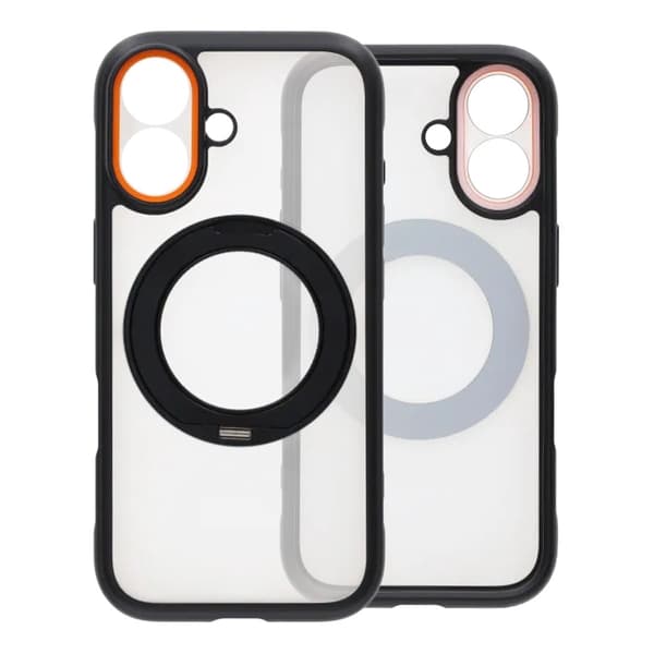 Clear Glow 360-degree Rotating MagSafe Stand Case For iPhone 17 Black