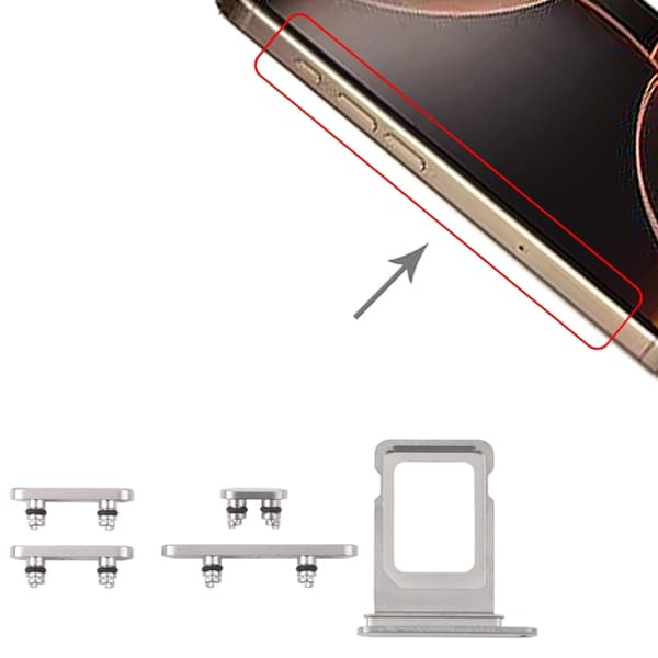 Knapper og SIM-kortholder til iPhone 16 Pro og 16 Pro Max - Hvid