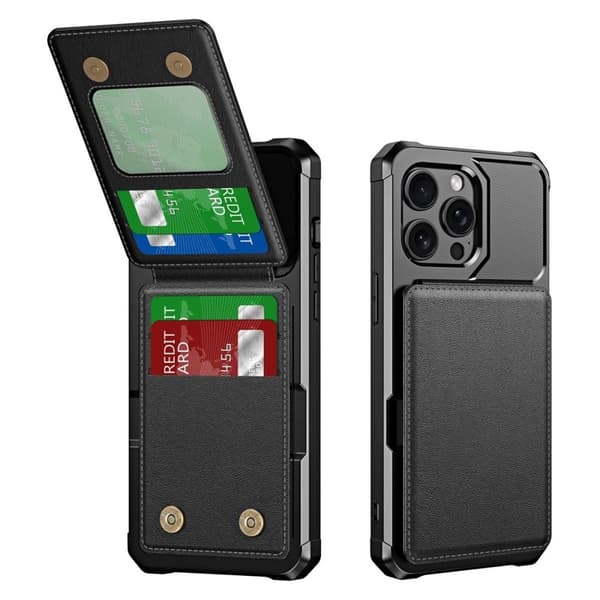 iPhone 14 Pro Max -jalustallinen lompakkokotelo - Musta