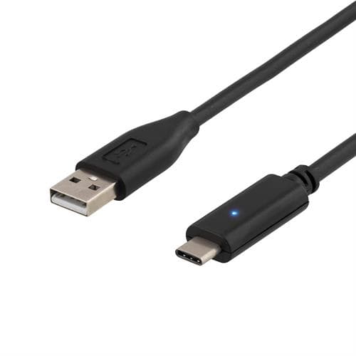 DELTACO USB 2.0-kabel, Type C - Type A ha, 2 m, Sort