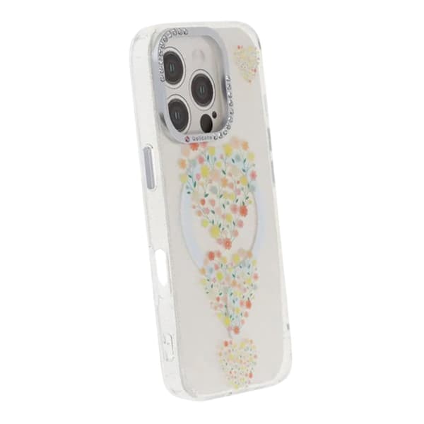 Blomstret Cover med Magsafe til iPhone 16 Pro Max - Hjerter
