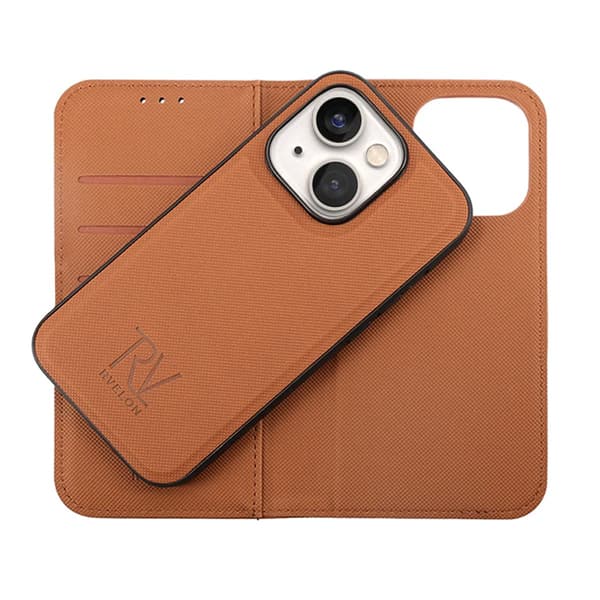 iPhone 14 Plus Plånboksfodral Magnet Rvelon - Brun