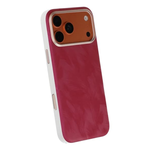 Plume Textured Vegan-Leather Magnetic Case For iPhone 17 Pro Max/18 Pro Max Rose Red