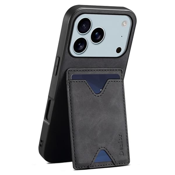 DENIOR iPhone 17 Pro Max Cover med Stativ - Sort