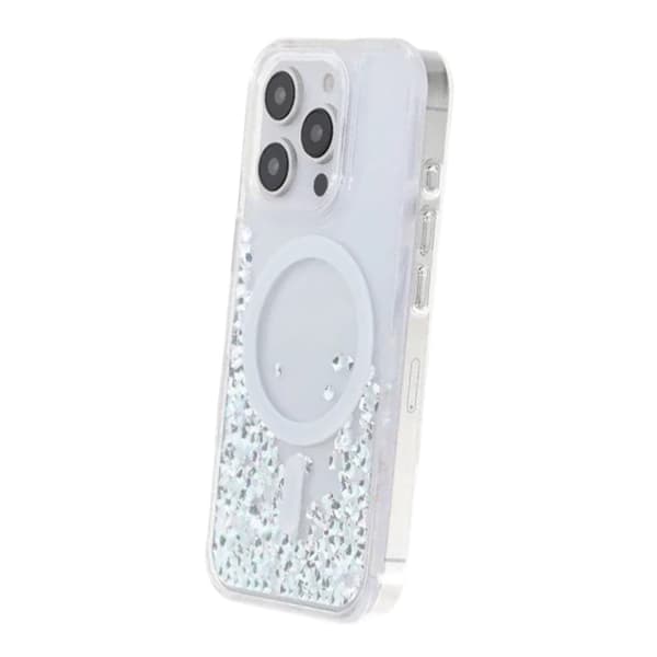 Diamond Quicksand Magnetic Case For iPhone 16 Pro Max White
