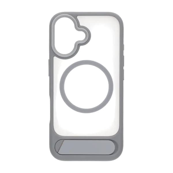 Black Feather Inclined Bracket Magnetic Case - iPhone 17 Gray