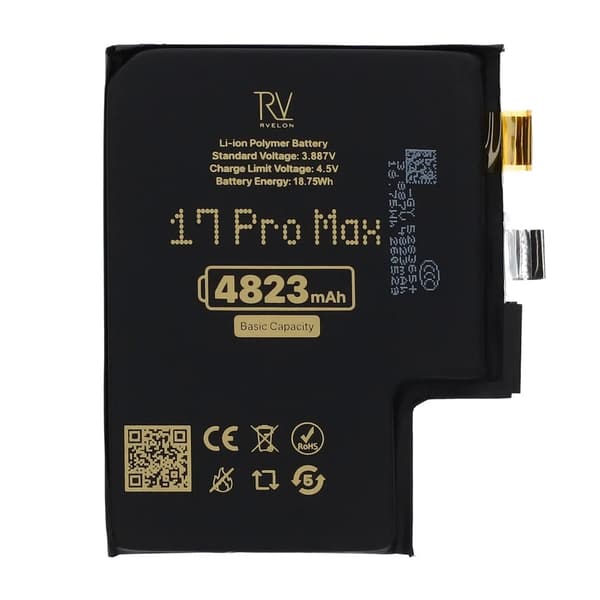 Rvelon Batteri til iPhone 17 Pro Max 4823mAh uden Flexkabel