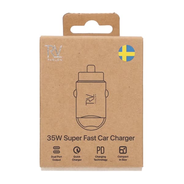 Rvelon 35W Dobbelt USB C PD3.0 Biloplader