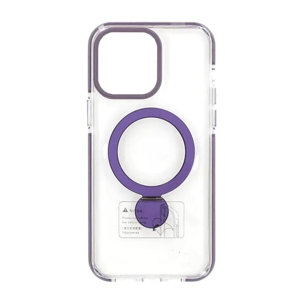 Skal Magsafe til iPhone 15 Pro Max - Transparent lilla med ringstativ