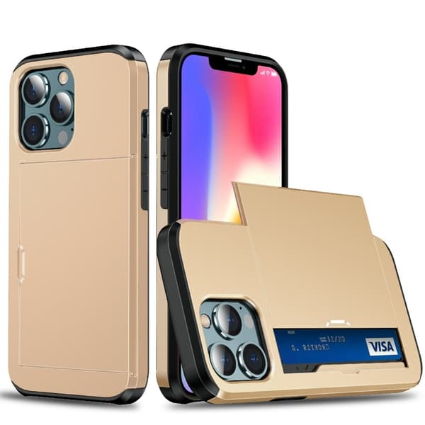 Etui med kortholder til iPhone 13 Pro Max - Guld