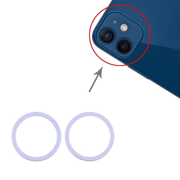 iPhone 12 Mini Linsskydd med Metallram (2 pack) - Lila