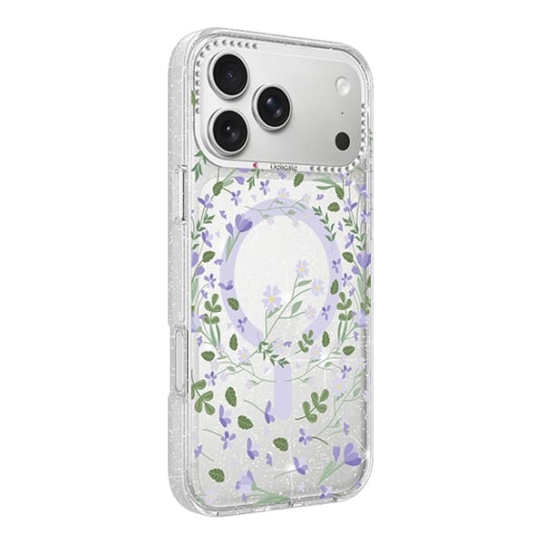 Blomstret Cover med Magsafe til iPhone 17 Pro Max - Lavendel