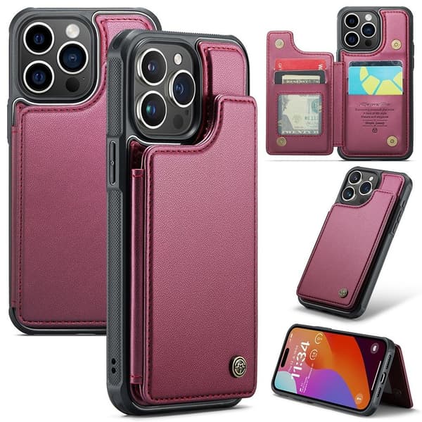CASEME iPhone 15 Pro Wallet Case RFID-blokering - Rød