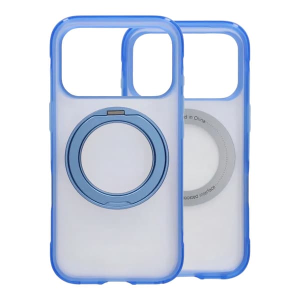 Mat MagSafe-cover med ringstativ til iPhone 17 Pro og 18 Pro - Blå