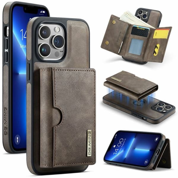 DG.MING iPhone 13 Pro Max Wallet Case Magnetisk - Kaffe