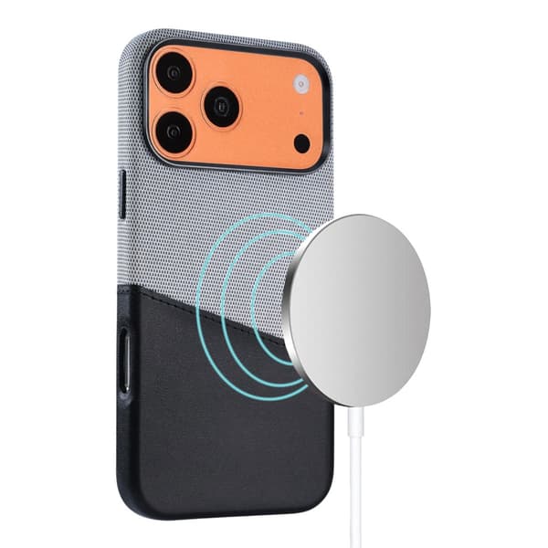 Dual-Tone Læder Kortholder Magnetisk Telefoncover Til iPhone 17 Pro Max/18 Pro Max Sort