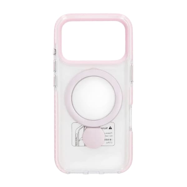 Magsafe cover til iPhone 17 Pro - Transparent pink med ringholder