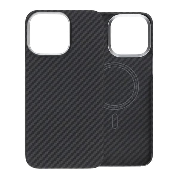 Kevlar Magsafe cover til iPhone 15 Pro Max - Sort med carbonmotiv