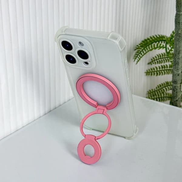 Foldable Double Magnetic Phone Ring Holder Dark Pink