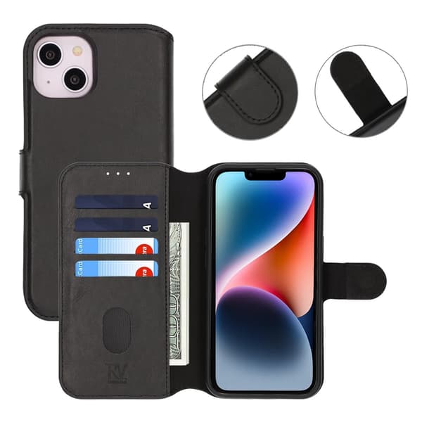 Rvelon Pungcover Magnet til iPhone 13 og 14 - Sort