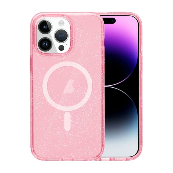 iPhone 15 Pro Glitter Magsafe -kuori - Pinkki