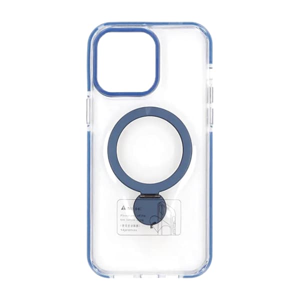 Skal Magsafe til iPhone 15 Pro - Transparent blå med ringstativ