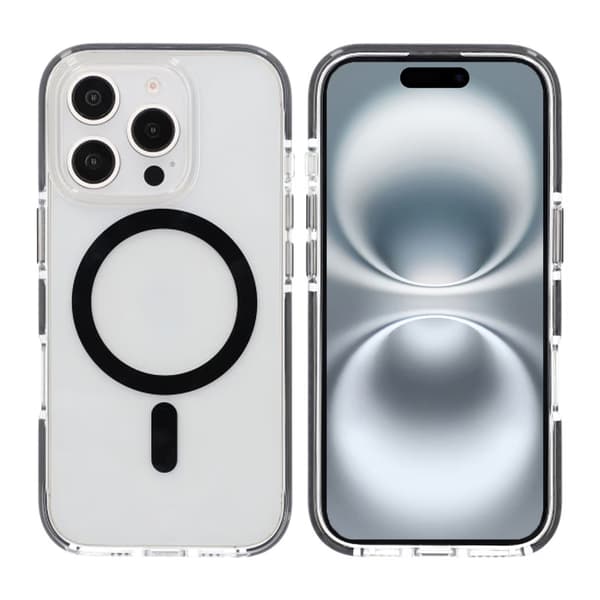 iPhone 16 Pro Max Mobilcover Magnet Dobbelt Beskyttelse - Sort