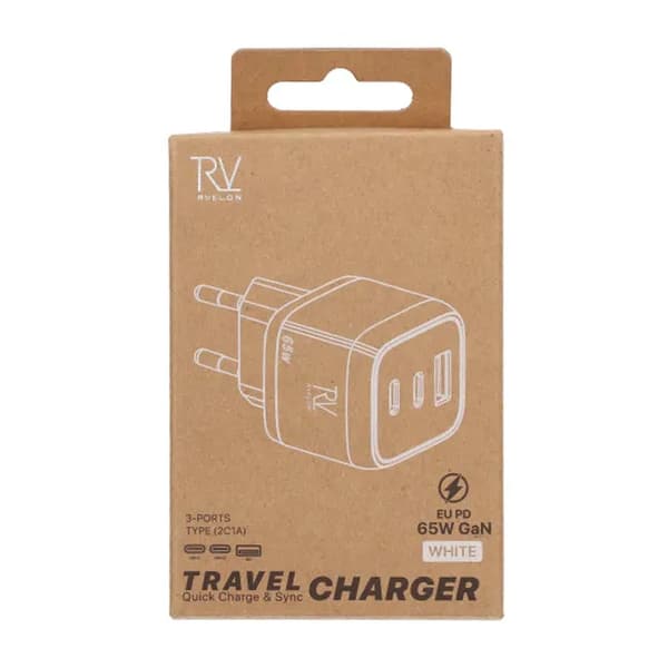 Rvelon 65W 2C1A EU-VIRTA-ADAPTERI VALKOINEN