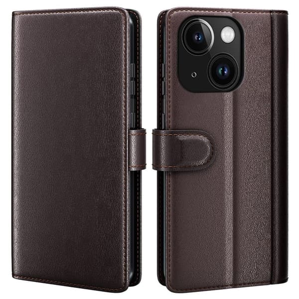 iPhone 15 Wallet Cover med Stativ – Brun