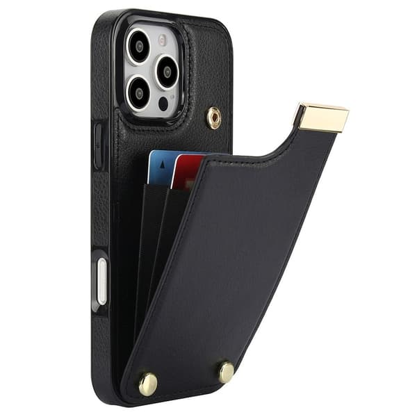 iPhone 16 Pro Max Wallet etui i PU læder - Sort