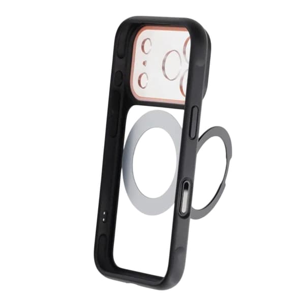 Clear Glow 360-degree Rotating MagSafe Stand Case For iPhone 17 Pro Black