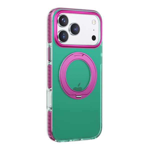 Iridescent Shockproof Case with 360 degree Rotatable Kickstand For iPhone 17 Pro Max Green