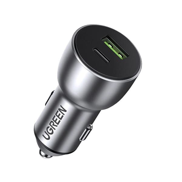Ugreen USB-A / USB-C Biloplader, QC 3.0, PD, 36W - Grå