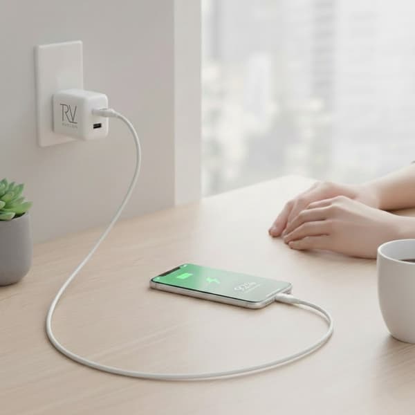 Rvelon USB2.0 USB-C TIL USB-C SILIKONEKABEL 1.83M Hvid