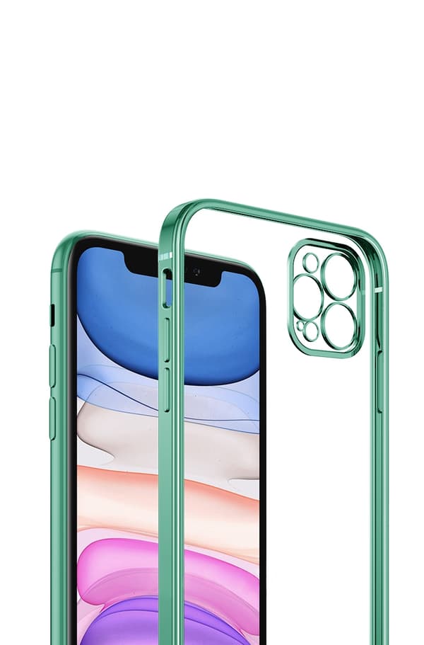 iPhone 12 Pro Max Mobilskal med Kameraskydd - Grön/transparent