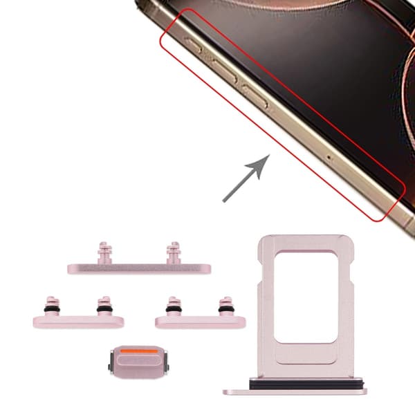 Knapper og SIM-kortholder til iPhone 15 og 15 Plus - Pink