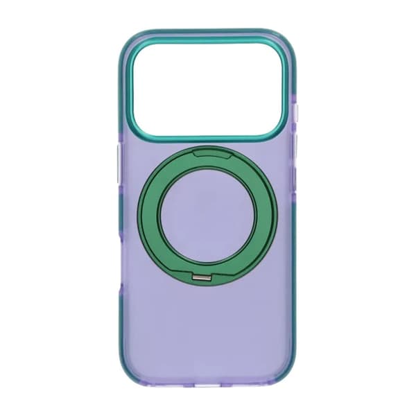 Iridescent Shockproof Case with 360 degree Rotatable Kickstand For iPhone 17 Pro Max Purple
