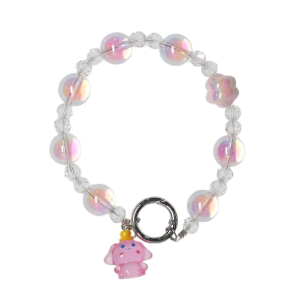 Lysende perlefarve pink + kanel hundekæde